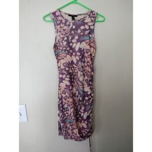 Forever 21 Butterfly Print Ruched Sheer Mesh Tank Dress Size S
